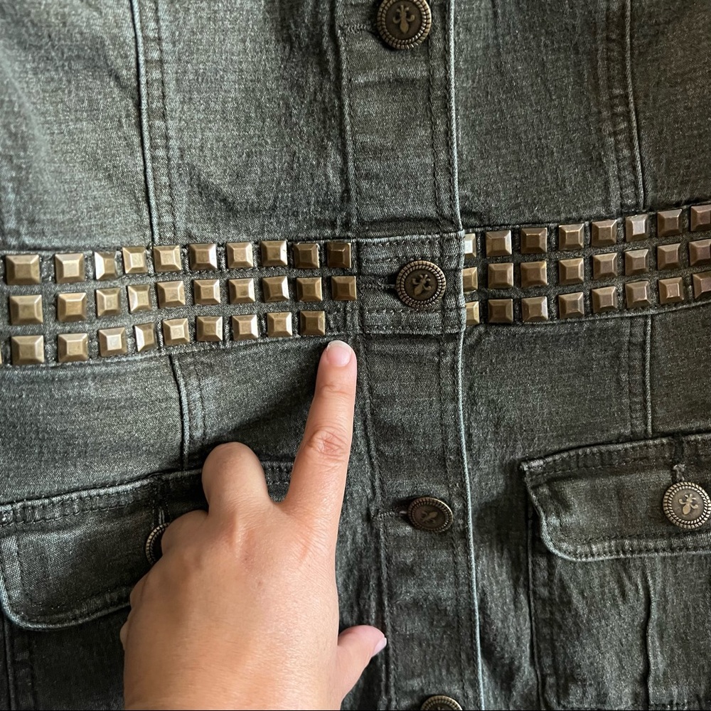 DG2 by Diane Gilman Military Embellished Denim Jacket Size Medium - Picture 5 of 9